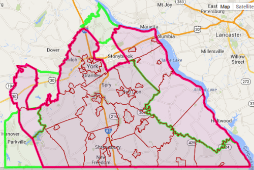 Pa Redistricting Website Interactive District Map Green=Old Red=New